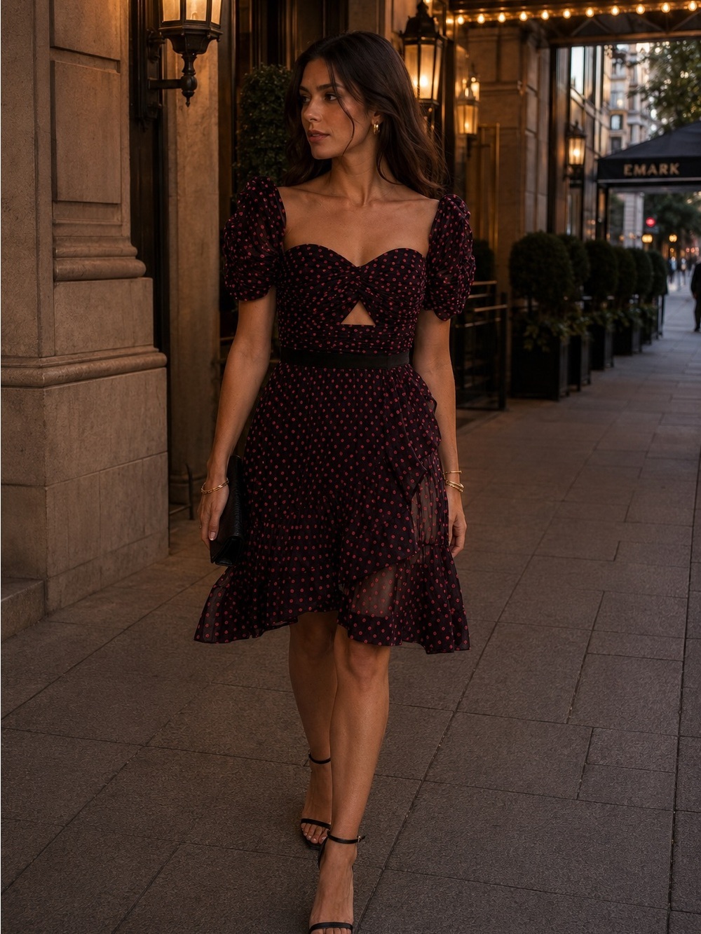 Self-Portrait Plumetis Polka Dot Off Shoulder Mini Dress SZ 4